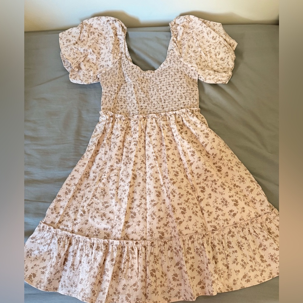 Chic Floral Puff Sleeve Mini Dress